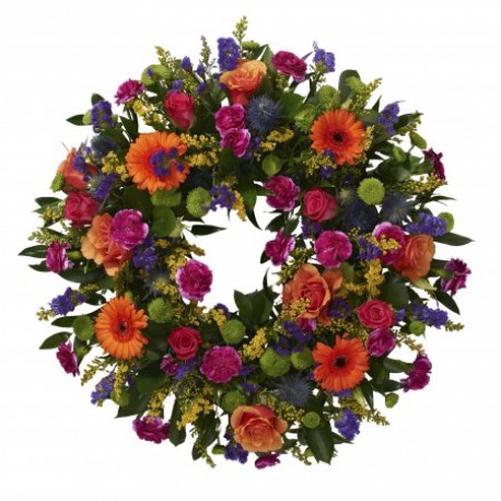 Vibrant loose wreath tribute